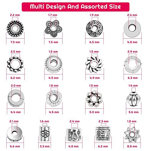 Cridoz Metal Spacer Beads for Making Bracelet, Necklace, Jewelry Making and Findings Accessories, 900Pcs, Silver - color: Silver2