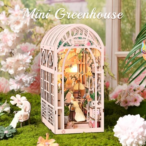 TOYQI Book Nook Kit, DIY Miniature Dollhouse Kit for Adults and Teens - color: Greenhouse