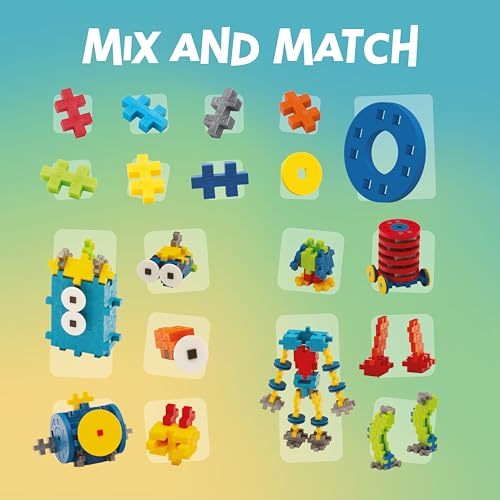 PLUS PLUS Learn to Build Robots, 250 Pieces - 3D Building Blocks Set