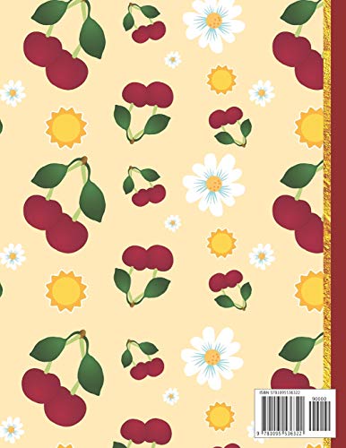 Knitting Journal: Cherries and Flowers Knitting Journal to Write in, Half Lined Paper, Half Graph Paper (4:5 Ratio) Knitting Gifts For Women