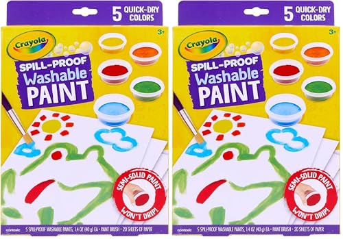 Crayola Spill Proof-Paint Set - Washable Paint for Kids, Includes Paint Brush & Paper, No Drip, Less Mess Arts & Crafts, Toddler Gift, Ages 3+ (Pack of 2) - size: 1 Count (Pack of 2)