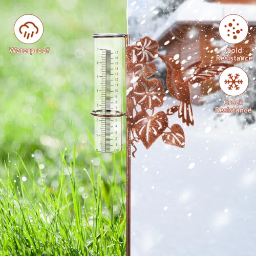 35'' Tall Hummingbird Rain Gauge Outdoor with Plastic Tube - color: Hummingbird-Brown
