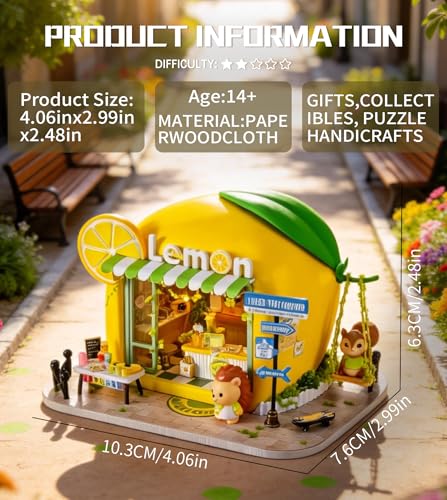 Roroom DIY Miniature House Kit, Sunny Lemonade Drink Stand Dollhouse Kit - color: Hedgehog Drink Shop