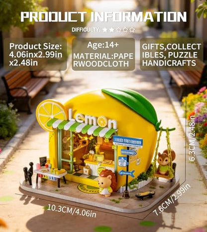 Roroom DIY Miniature House Kit, Sunny Lemonade Drink Stand Dollhouse Kit - color: Hedgehog Drink Shop