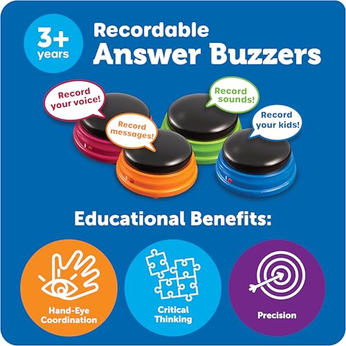 Learning Resources Recordable Answer Buzzers, Set of 4