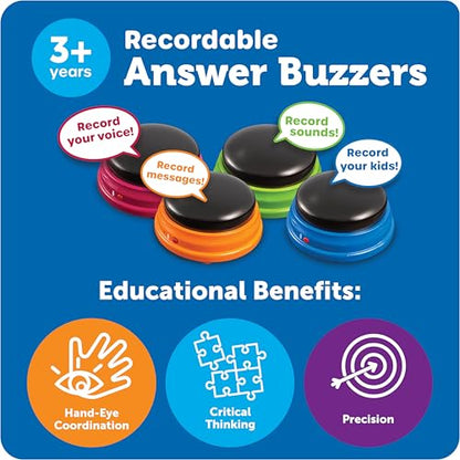 Learning Resources Recordable Answer Buzzers, Set of 4