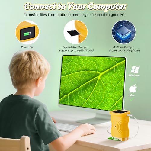Alotwan Microscope for Kids 1000X Digital, Handheld Kids Microscope - color: Yellow