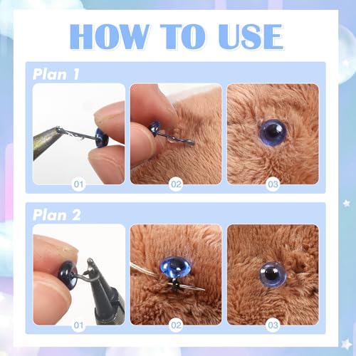 TOAOB 50pcs 3mm Blue Glass Eyes Kits Mini Sizes Crocheting Eye - color: Blue