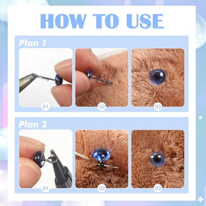 TOAOB 50pcs 3mm Blue Glass Eyes Kits Mini Sizes Crocheting Eye - color: Blue