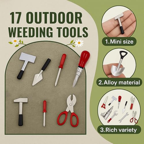 17PCS1:12 Miniature Doll House Tools Metal Home Repair Multi-Tool Model Set