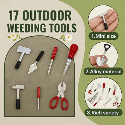 17PCS1:12 Miniature Doll House Tools Metal Home Repair Multi-Tool Model Set