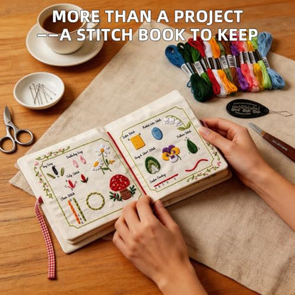 Herdiese Embroidery Stitch Book Kit for Beginners with 32 Stitches