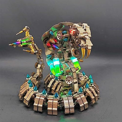 3D Metal Puzzles for Adults Mechanical King Cobra Models with Light, Colorful 3D Metal Model Kits to Build with Tool, DIY Assembly Desktop Toys Gifts - color: Silver