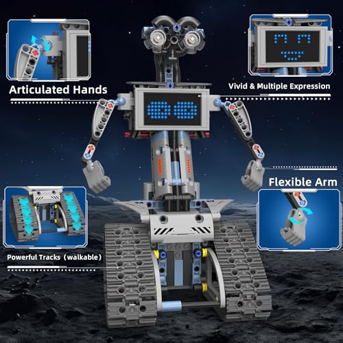 5 in 1 Johnny 5 Robot Building Kit, STEM Robot Building Set with APP & 2.4GHz Remote Control, Technic Transformable RC Robotics Toys for Kids Boys Age 6 7 8 9 10 11 12+, Birthday Gifts