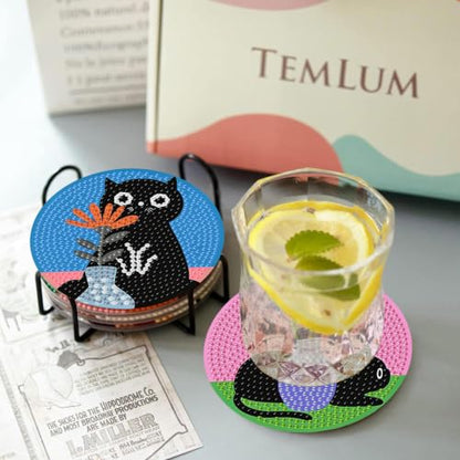 Diamond Art Coasters Kit, 8 Pieces Cats Diamond Painting Coasters Kit - color: Cats