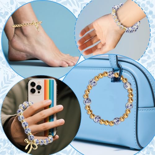 OSNIE Blue Ceramic Beads for Jewelry Making- 681 Bow Pearls Letters DIY Kit - color: Blue