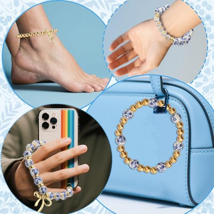 OSNIE Blue Ceramic Beads for Jewelry Making- 681 Bow Pearls Letters DIY Kit - color: Blue