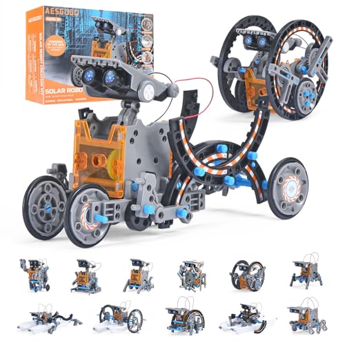 Solar Robot Building Kit, 12-in-1 STEM Robotic Toys for Kids Age 8-12 - color: Grey