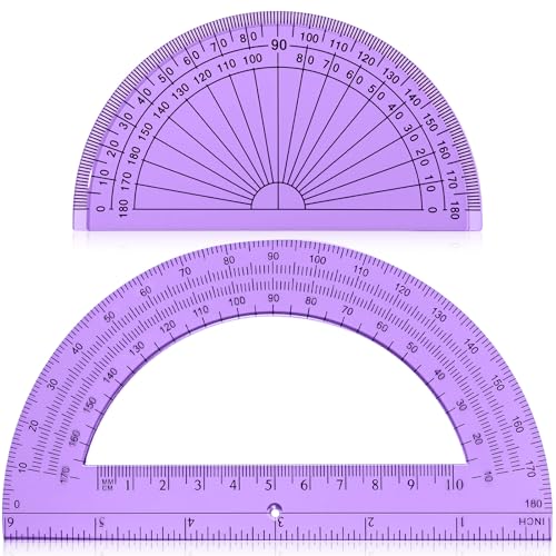 EBOOT 2 Pcs Plastic Protractors - color: Purple