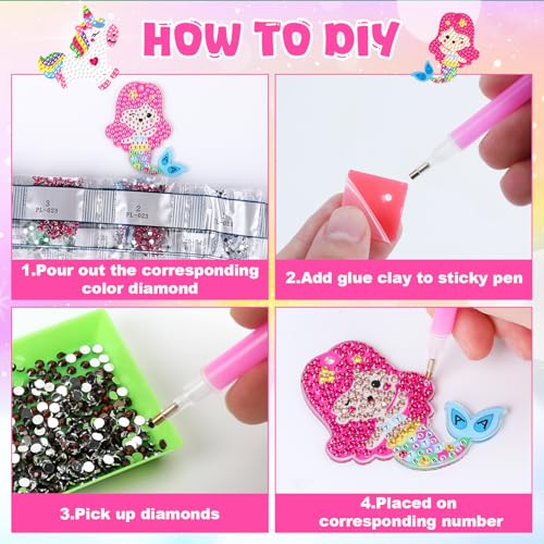 Labeol Diamond Art Kits for Kids with 5D Diamond Creat Your Own GEM Keychains Arts and Crafts for Kids Ages 8-12 Christmas Stocking Birthday Gifts for Kids 6+ - style: Dream