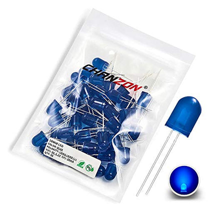 CHANZON 50 pcs 10mm Blue Diffused LED Diode Lights (DC 3V 20mA) - color: H) Blue-blue (50pcs)