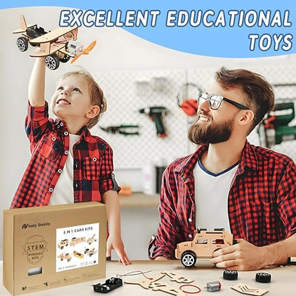 STEM Toys for Kids Ages 8-13, 6-in-1 Wooden Building Kit, 1-Pack