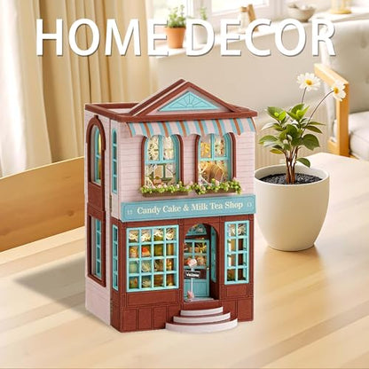 Flever Dollhouse Miniature DIY House Kit Creative Room with Furniture for Romantic Valentine's Gift (Manxing Dessert Shop) - color: Manxing Dessert Shop