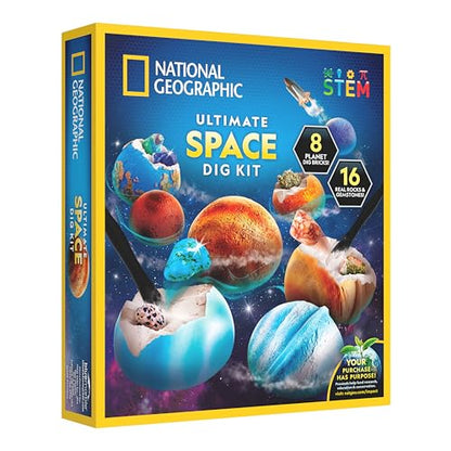 National Geographic Space Gemstone Dig Kit with 16 Real Specimens - style: 8 Planet-shaped Dig Bricks