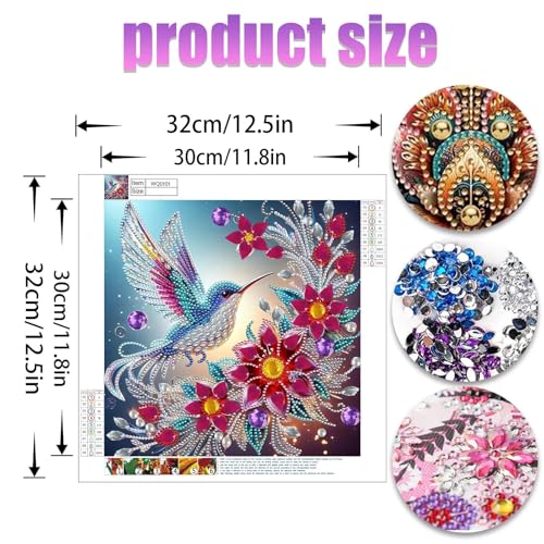 JATOK Diamond Art Kits for Adults, Hummingbird, Special-Shaped Gems - color: Beige