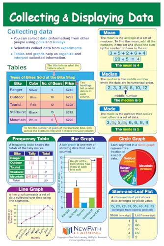 NewPath Learning Grade 5 Math Anchor Charts Set of 10 (12x18") & 25-Page Resource Guide Covering Advanced Fractions, Algebra & Geometry for Classroom & Homeschool Use (93-9950)