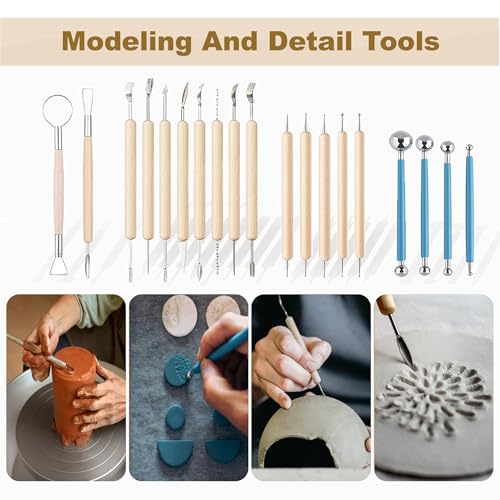 CeeVian Pottery Sculpting Tools Set 40PCS Clay Carving Tools - color: Wood-40PCS