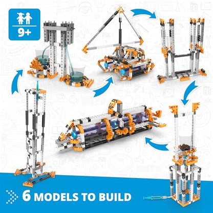 Engino: Discovering STEM - Fluid Dynamics: Archimedes Principle, Buoyancy & Hydraulics - 6 Models, Toy Structure Brick Building Set, Snap-Fit, Kids 9+