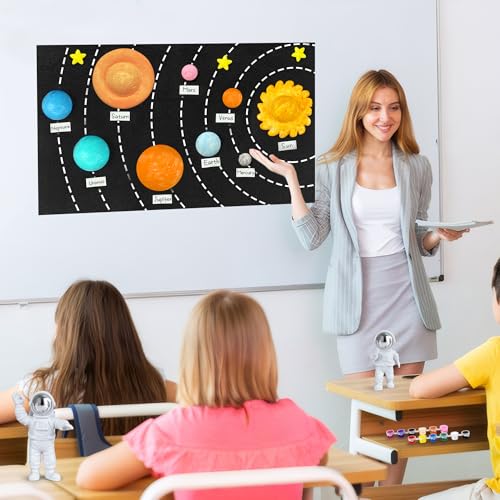 35PCS Solar System Model Kit Foam Ball Kit Includes Color Pigments Palette Spheres Balls Brushes Felt Background Plate Instruction Manual Astronaut Ornament and More