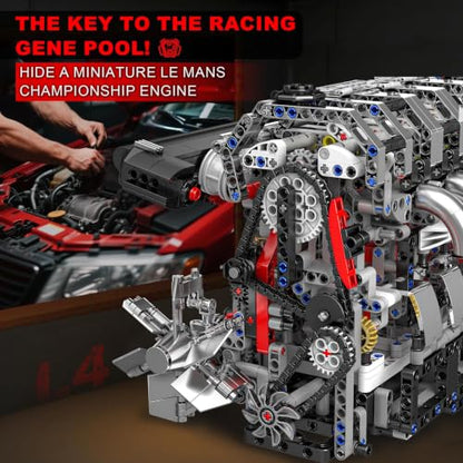 Sosuy L4 Car Engine Model Kit Mini Motor Building Blocks Sets that can Runs - color: L4 Engine