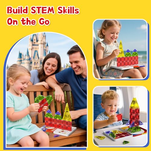 Magnetic Tiles Travel Essentials for Toddlers: 26PCS Storage Case Included - style: Magnetic Tiles Travel Construction Set - 26PCS