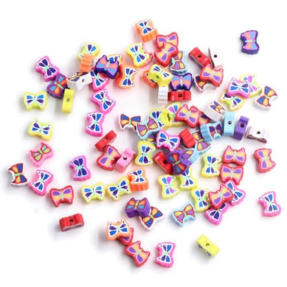 100 Pcs Butterfly Polymer Clay Beads Mixed Heishi Spacer Beads Supplies for DIY Bracelet Earring Necklace Jewelry Making - color: Butterfly
