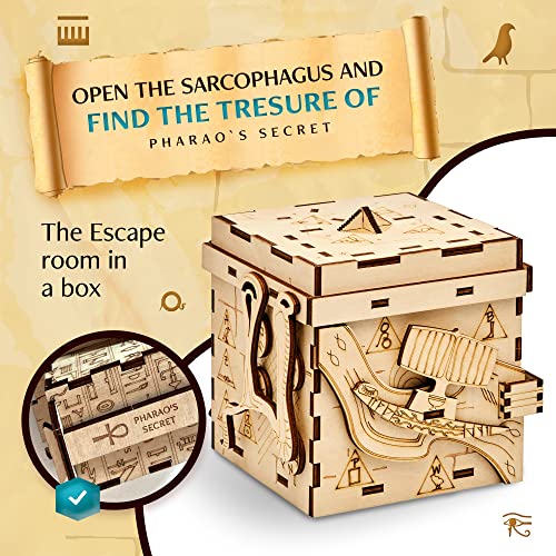 INSCAPE Pharaoh's Secret Puzzle Box for Adults Wooden Escape Room in A Box