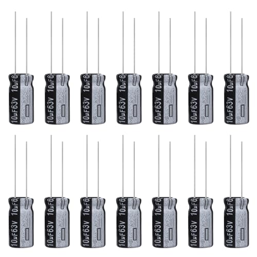 10uF 63V 5x11mm Electrolytic Capacitor 10 UF MFD 63 Volt 0.2x0.43in Aluminum Capacitors (Pack of 15) - style: 10uF 63V 5x11MM