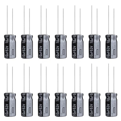 10uF 63V 5x11mm Electrolytic Capacitor 10 UF MFD 63 Volt 0.2x0.43in Aluminum Capacitors (Pack of 15) - style: 10uF 63V 5x11MM