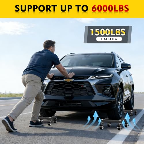 IMAYCC Car Dolly Set of 4, 6000LB Wheel Dolly, Heavy Duty Vehicle Mover, Parallel Tube Design for Moving Cars, Trucks, Trailers, SUVs, Motorcycles and Boats - size: A-4 Pack