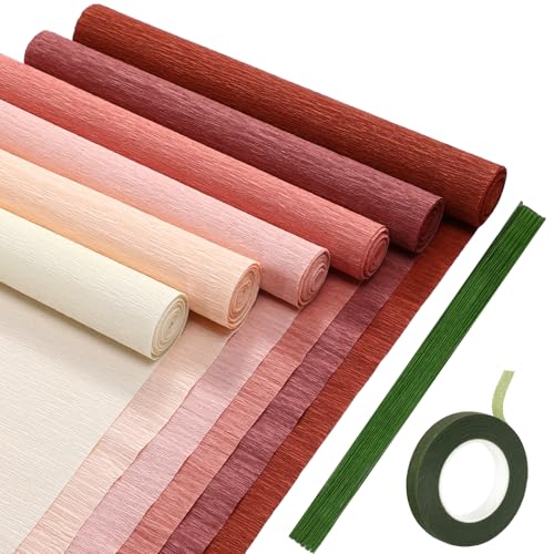 Gersoniel 57 Pcs Crepe Paper DIY Kit for Flower Making, Dusty Pink - color: Dusty Pink