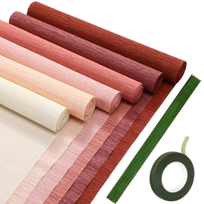Gersoniel 57 Pcs Crepe Paper DIY Kit for Flower Making, Dusty Pink - color: Dusty Pink
