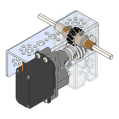 Pitsco Education TETRIX MAX 4:1 Aluminum Worm Gear Drivebox, Robotics Building Elements, Spare Parts for Robotics and Vehicles, Package Includes Spur Gear, Worm Gear, Channel, Axles, Bushings