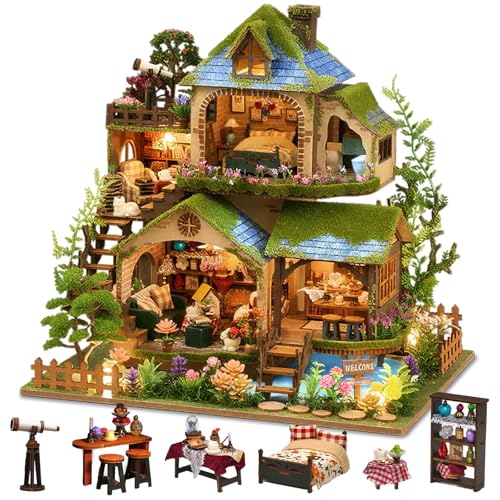 DIY Miniature House Kit with LED Lights, Forest Adventure Wooden Mini House Building Kit for Adults & Teens, Creative Crafts for Women, Friends & Hobbyists - style: Forest Adventure