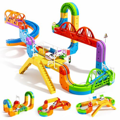 SOCBTNSO 156 PCS KlickRail 3D Modular Electric Train Set for Kid 3-8 - size: 156PCS