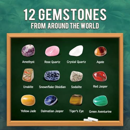 Gem Dig Kit, 12 Real Rocks Gemstones & Crystals - color: Gem Dig Kit