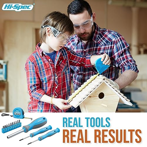 Hi-Spec Beginner Tool Kit with Metal Box for DIY Starters and Kids, Blue
