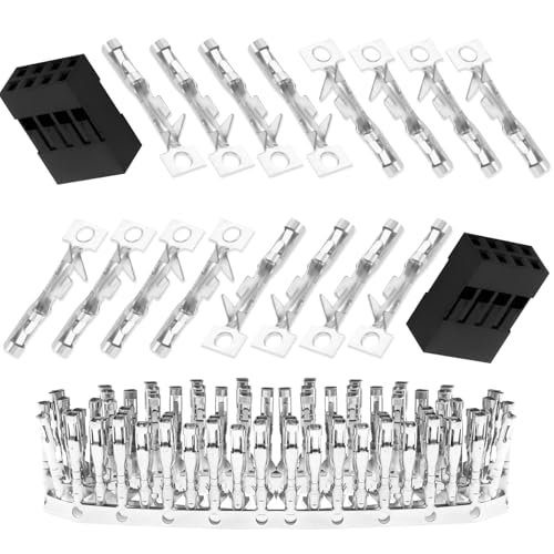 50 Sets / 450 Pieces for Dupont 2.54mm 4Pin Black Female Connector - size: 4-Pin Female, style: Black-Double Row