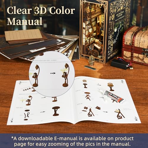 MiniCity Pianist and Nightingale Book Nook Kit, Wooden 3D Puzzle with LED - color: Pianist With Nightingale