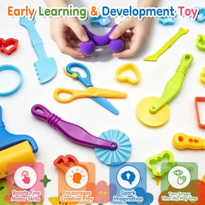 67 PCs Dough and Clay Play Tools Kit for Kids Ages 4-8 Educational Toys - size: Pack of 67